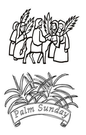 Página para Colorir Página para Colorir Domingo de Ramos para Crianças