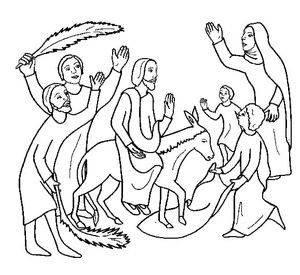 Página para Colorir Material para Domingo de Ramos disponível gratuitamente