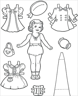 Página para Colorir de Boneca de Papel para Crianças