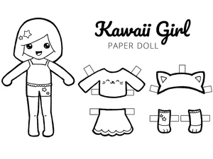 Página para Colorir Boneca de Papel para Crianças