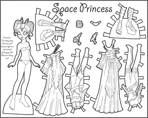 Página para Colorir Boneca Princesa de Papel