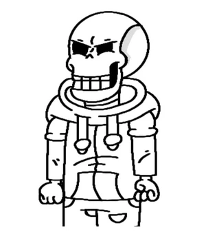 Personagem sorridente, página de colorir média Papiro, grátis para imprimir