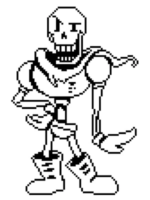 Papyrus em pose de pixel, fácil página para colorir Papiro, imprimível grátis