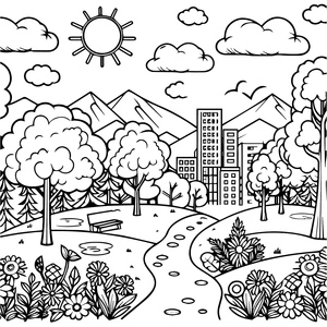 Página para Colorir Parque Gratuito