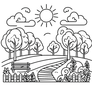 Página para Colorir de Parque para Imprimir Grátis