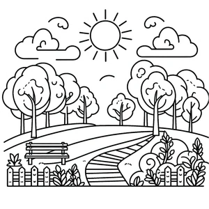 Página para Colorir Página para Colorir de Parque para Imprimir Grátis