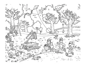 Página para Colorir Ilustração do Parque