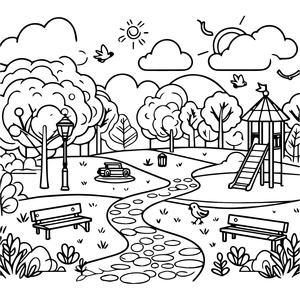 Página para Colorir do Parque para Imprimir