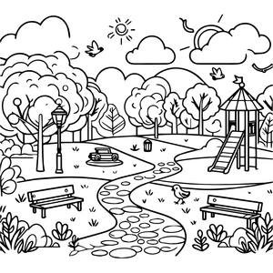 Página para Colorir Página para Colorir do Parque para Imprimir