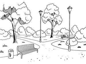 Página para Colorir Parque Simples