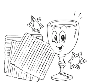 Página para Colorir Ilustração da Celebração da Páscoa Judaica