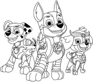 Página para Colorir Personagens dos Mighty Pups