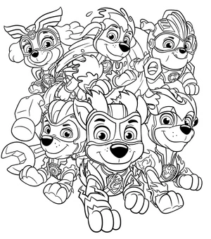 Página para Colorir Personagens em "Mighty Pups"