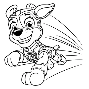 Página para Colorir Chase da equipe Mighty Pups de PAW Patrol