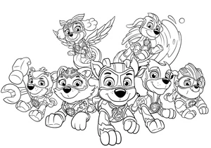 Página para Colorir Personagens Mighty Pups