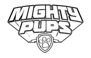 Página para Colorir Logo Mighty Pups de Patrulha Canina