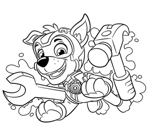 Página para Colorir Mighty Pups Rocky da Patrulha Canina