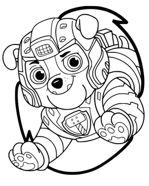 Página para Colorir Mighty Pups Rubble da Patrulha Canina