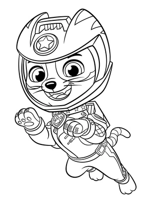 Página para Colorir Mighty Pups: Gato Selvagem da Patrulha Canina