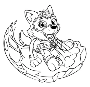 Página para Colorir Everest, personagem dos Mighty Pups de Patrulha Canina