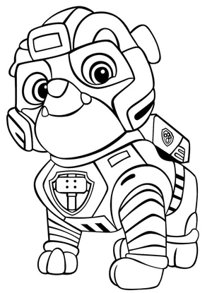 Página para Colorir Rubble dos Mighty Pups