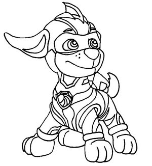 Página para Colorir Zuma, o filhote corajoso e poderoso de Patrulha Canina Mighty Pups