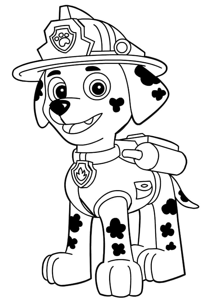 Página para Colorir Marshall da Patrulha Canina está pronto para brincar!