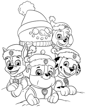 Boneco de Neve com Patrulha Canina