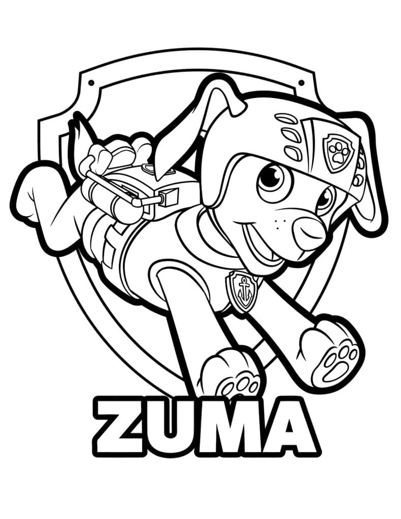 Página para Colorir Zuma da Patrulha Canina Design Legal