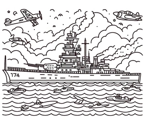 Ataque Japonês a Pearl Harbor Coloring Page