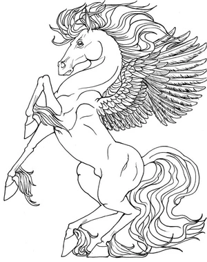 Página para Colorir Design de Pégaso para Imprimir