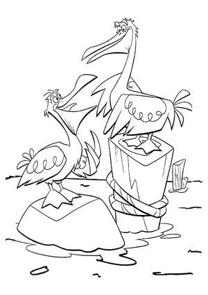 Pelicanos em Estilo Cartoon