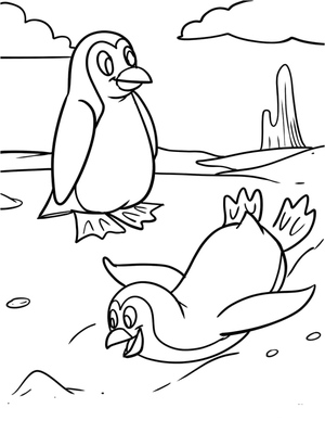Página para Colorir Pinguins Adoráveis
