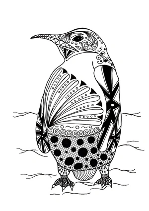 Página para Colorir Página de Colorir de Pinguim para Adultos