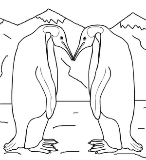 Página para Colorir Página para Colorir Dois Pinguins para Imprimir