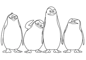 Página para Colorir Página para colorir imprimível com pinguins de Madagascar