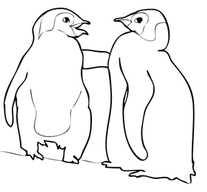 Dois Pinguins em Pé - Página para Colorir