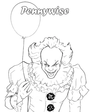Página para Colorir Pennywise, o Palhaço do filme "It"