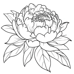 Página para Colorir Página para Colorir Flor de Peônia para Imprimir