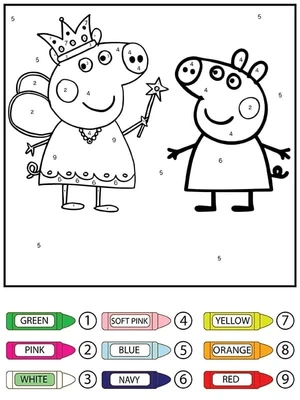 Página para Colorir Página para Colorir da Peppa Pig por Número com Fada