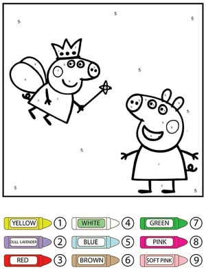 Página para Colorir Colorir por Número com a Adorável Peppa Pig