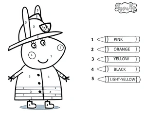 Página para Colorir Colorir por Número com Miss Rabbit de Peppa Pig