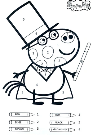 Página para Colorir Colorir por Número com o Amigo da Peppa Pig