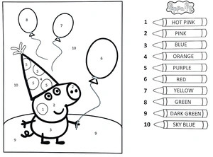 Página para Colorir Colorir por Número com George de Peppa Pig
