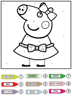 Página para Colorir Colorida da Peppa Pig
