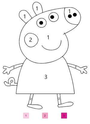 Página para Colorir Peppa Pig Colorir por Número, Grátis para Imprimir