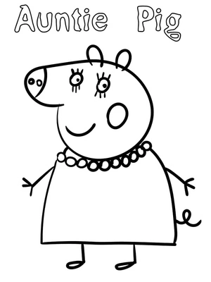 Página para Colorir Tia Pig do programa Peppa Pig