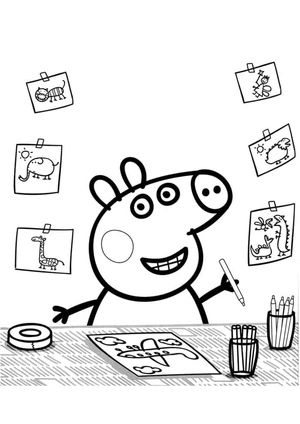 Página para Colorir Desenho da Peppa Pig