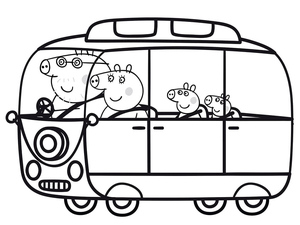 Peppa Pig andando de ônibus