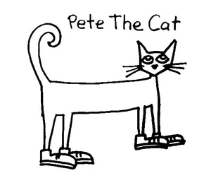 Pete the Cat com sapatos, fácil página de colorir Pete, o Gato, gratuita para impressão